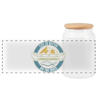 Canoeing Canoeing Canoeing - Panoramic Cookie Jar with Wooden Lid - white - Front