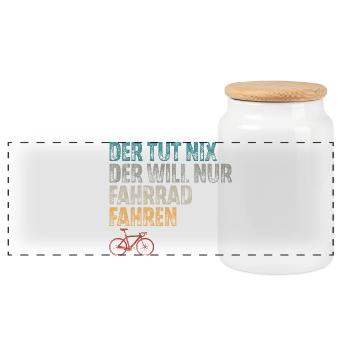 Fahrrad Fahrradfahren Retro Vintage - Panorama Keksdose mit Holzdeckel - Weiß - Vorne