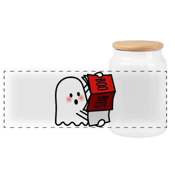 Boobies BOO BIES cheeky Halloween erotic magazine - Panoramic Cookie Jar with Wooden Lid - white - Front