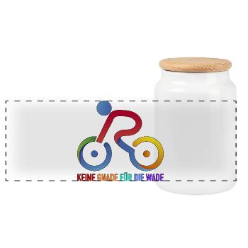 Ohne Gnade Fahrrad Fahrradtour Biker Radlershirt - Panorama Keksdose mit Holzdeckel - Weiß - Vorne