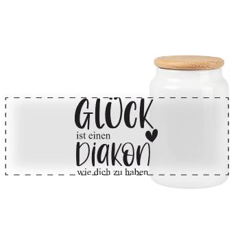 Diakon Ehrenamt Kirche Pfarrer Glaube Geschenk - Panorama Keksdose mit Holzdeckel - Weiß - Vorne