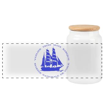 SAILBOAT THREE MASTS FRENCH NAVY CREA RUNEMBERG - Panoramic Cookie Jar with Wooden Lid - white - Front