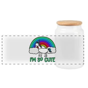 Je suis si mignonne - Boîte à biscuits avec couvercle en bois - blanc - Devant