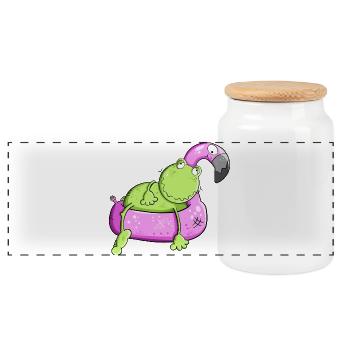 Drôle de grenouille avec flamant rose Prêt pour la baignade I Summer - Boîte à biscuits avec couvercle en bois - blanc - Devant