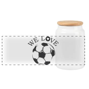 we love soccer soccer love icon illustration - Panoramic Cookie Jar with Wooden Lid - white - Front