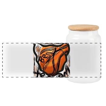 Basket-ball - Boîte à biscuits avec couvercle en bois - blanc - Devant
