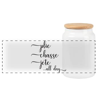 Ballerina Ballett Spruch Plie Chasse Jete All Day - Panorama Keksdose mit Holzdeckel - Weiß - Vorne