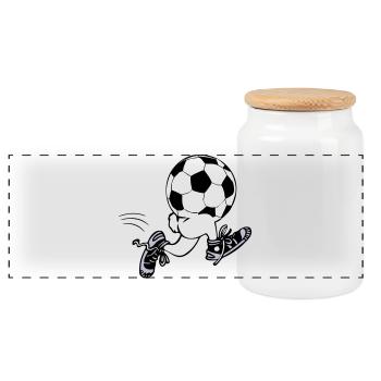 Soccer Men | running football - Panoramic Cookie Jar with Wooden Lid - white - Front
