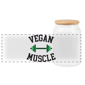 Muscle végétalien - Boîte à biscuits avec couvercle en bois - blanc - Devant