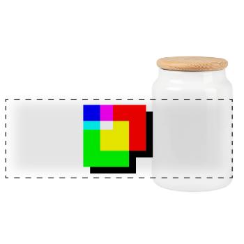 Mélange additif de couleur RVB Coin de couleur - Boîte à biscuits avec couvercle en bois - blanc - Devant