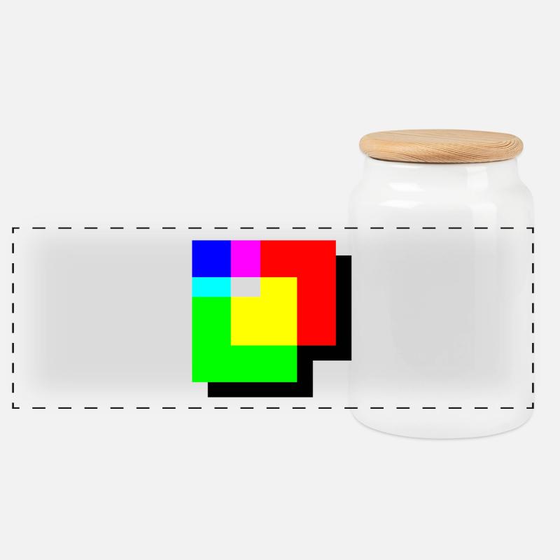 RGB Color Corner Additive Color Mixing - Panoramic Cookie Jar with Wooden Lid - white