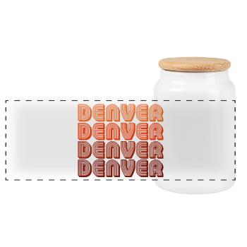 Modèle rétro Denver Gradient - Boîte à biscuits avec couvercle en bois - blanc - Devant