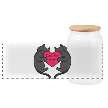Amour de chat pour toujours - Boîte à biscuits avec couvercle en bois - blanc - Devant