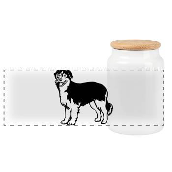 Australian Shepherd - Panoramic Cookie Jar with Wooden Lid - white - Front