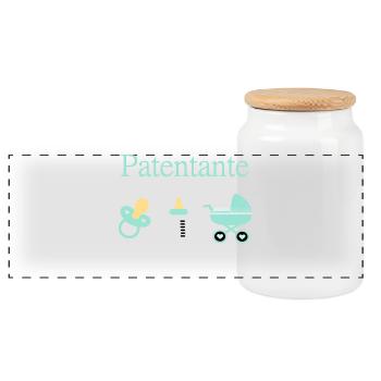 Patentante Taufe Geburt Junge - Panorama Keksdose mit Holzdeckel - Weiß - Vorne