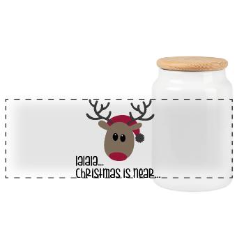 Cadeaux amusants pour Noël - Boîte à biscuits avec couvercle en bois - blanc - Devant
