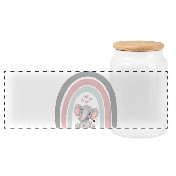 Éléphant et arc-en-ciel - T-shirt enfant - Boîte à biscuits avec couvercle en bois - blanc - Devant