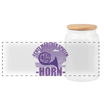 Horn Musikerin Instrument Mädchen Geschenk - Panorama Keksdose mit Holzdeckel - Weiß - Vorne