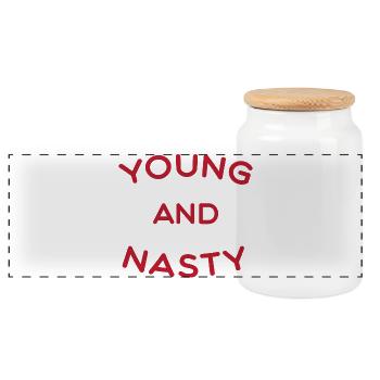 T-shirt texte Jeune et méchant idée cadeau - Boîte à biscuits avec couvercle en bois - blanc - Devant