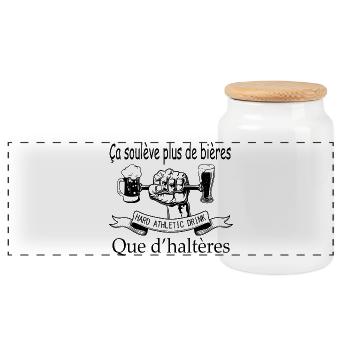 HARD ATHLETIC DRINK, c'est pas évident comme sport - Boîte à biscuits avec couvercle en bois - blanc - Devant