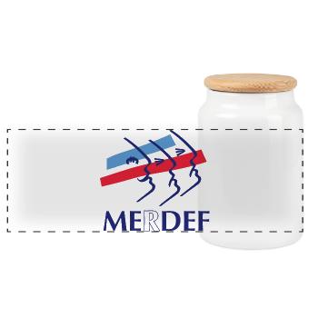 Merdef Bleu Rouge Lignes - Boîte à biscuits avec couvercle en bois - blanc - Devant