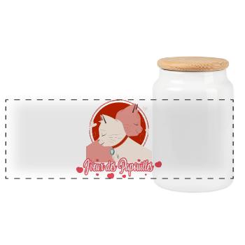 J'veux des papouilles cadeau saint-valentin amour - Boîte à biscuits avec couvercle en bois - blanc - Devant