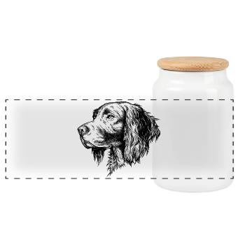 Münsterländer Portrait - Boîte à biscuits avec couvercle en bois - blanc - Devant