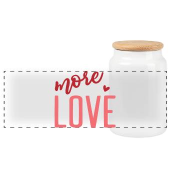 t-shirt more love Valentines Day Valentine's Day - Panoramic Cookie Jar with Wooden Lid - white - Front
