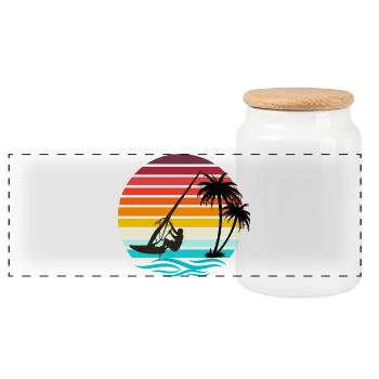 Windsurfer - Retro Vintage Sunset - Panorama Keksdose mit Holzdeckel - Weiß - Vorne
