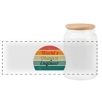 World's Okayest Engineer Retro Design - Panoramic Cookie Jar with Wooden Lid - white - Front