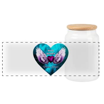 Wild Heart Wings Freie Seele - Panorama Keksdose mit Holzdeckel - Weiß - Vorne