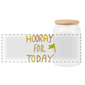 hooray for today - Panorama Keksdose mit Holzdeckel - Weiß - Vorne