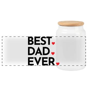 Best dad ever - must-have gift for dads - Panoramic Cookie Jar with Wooden Lid - white - Front
