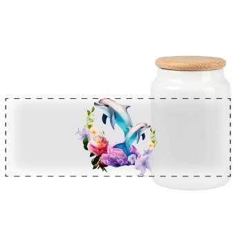 Dolphins The most adorable creatures of the sea - Panoramic Cookie Jar with Wooden Lid - white - Front