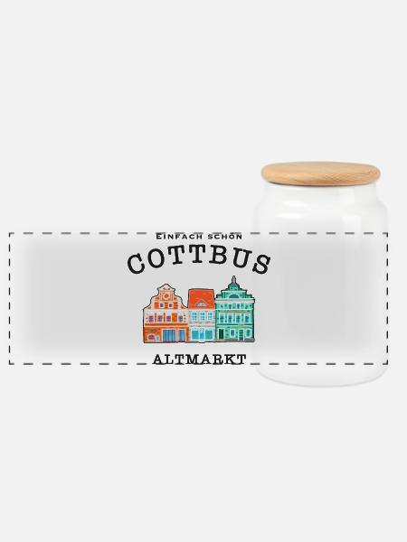 Cottbus Altmarkt, Einfach schön - Panorama Keksdose mit Holzdeckel - Weiß