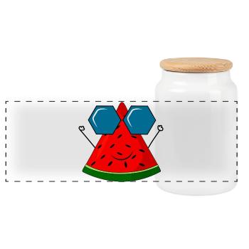 Sommer, Wassermelone, Sonne - Panorama Keksdose mit Holzdeckel - Weiß - Vorne