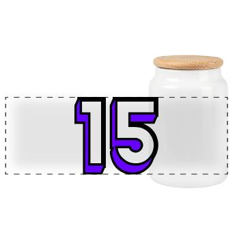 15. 15 YEARS. 15th ANNIVERSARY. BIRTHDAY 15 YEARS. - Panoramic Cookie Jar with Wooden Lid - white - Front