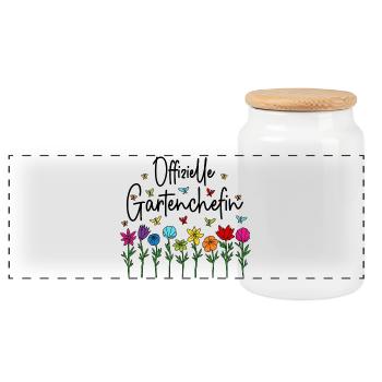 Garten Chefin Gartenarbeit Offizielle Gartenchefin - Panorama Keksdose mit Holzdeckel - Weiß - Vorne