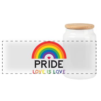 Pride - Love is Love. - Panoramic Cookie Jar with Wooden Lid - white - Front