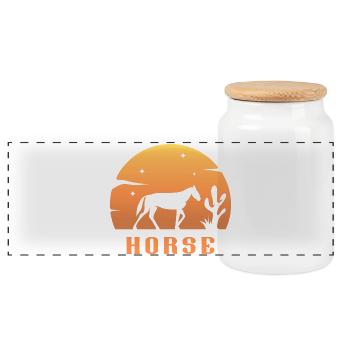horse, horse, western, cowboy, country - Panoramic Cookie Jar with Wooden Lid - white - Front