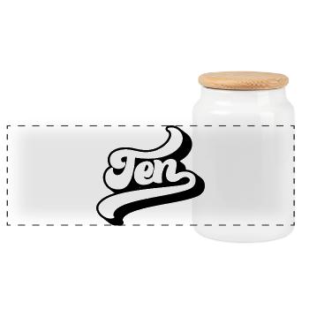 Ten 10th Birthday Kids Boys Girls 10 Years Old - Panoramic Cookie Jar with Wooden Lid - white - Front