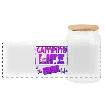 Camping Life est la meilleure vie - Boîte à biscuits avec couvercle en bois - blanc - Devant