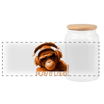 Play It Loud Monkey DJ - Panoramic Cookie Jar with Wooden Lid - white - Front
