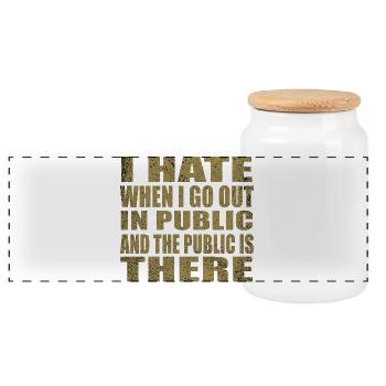 cool quote - Panoramic Cookie Jar with Wooden Lid - white - Front