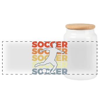 Footballeur - Boîte à biscuits avec couvercle en bois - blanc - Devant