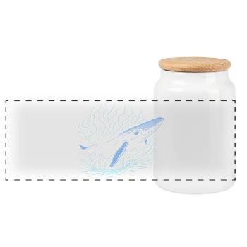 Big whale - Panoramic Cookie Jar with Wooden Lid - white - Front