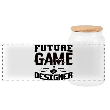 Game Designer - Panorama Keksdose mit Holzdeckel - Weiß - Vorne