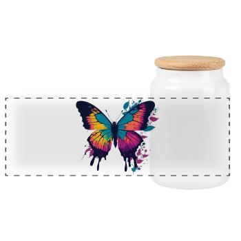 Schmetterling - Panorama Keksdose mit Holzdeckel - Weiß - Vorne
