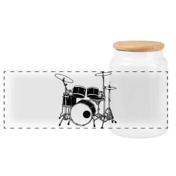 Drumset - Panoramic Cookie Jar with Wooden Lid - white - Front