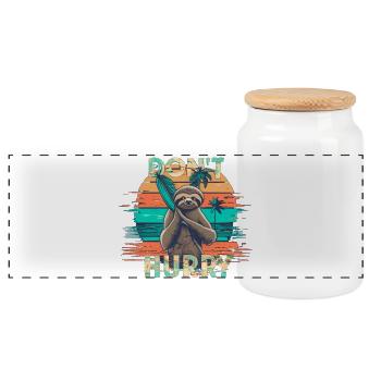 Sloth - Panoramic Cookie Jar with Wooden Lid - white - Front